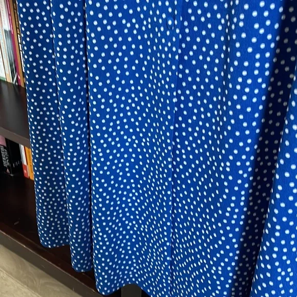Marine Blue Polka Dot Button Up Midi Dress - Picture 4 of 7